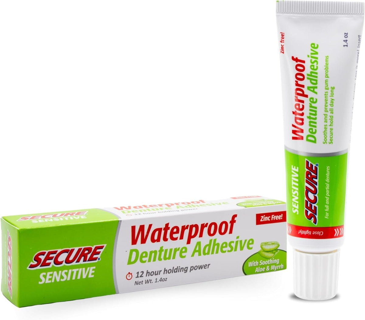 Strong Denture Adhesive Waterproof No Zinc Long-Lasting & Soothing Aloe Vera