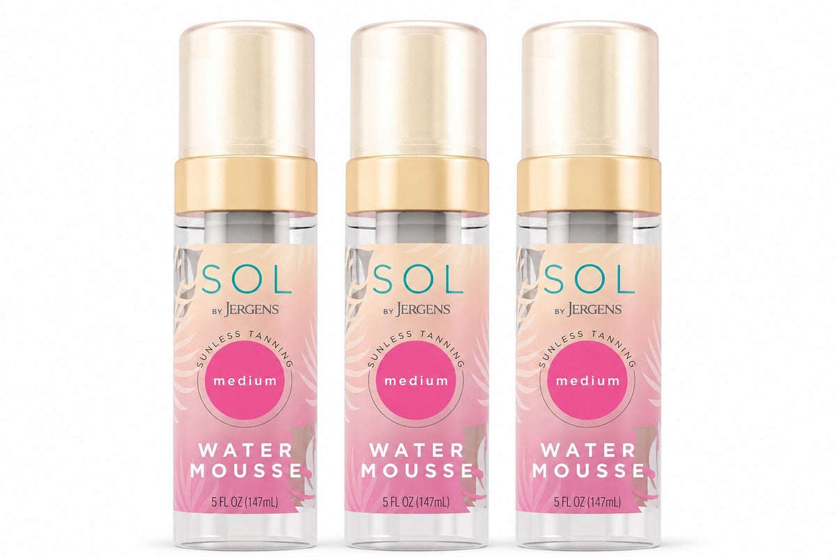 Jergens Sol Sunless Tanning Water Mousse - Medium, 5 oz, 3 Bottles