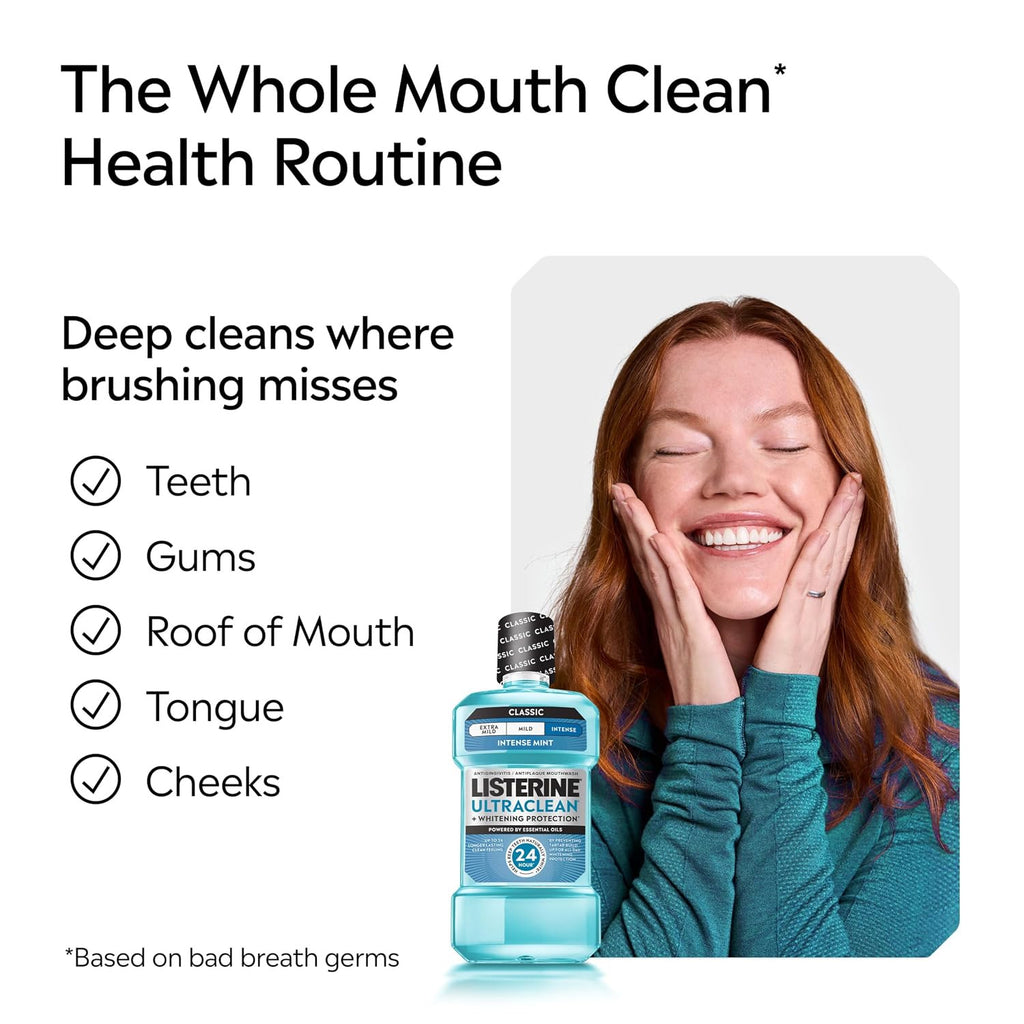 Antiseptic Mouthwash with Whitening Protection for Fresh Breath and Gum Health