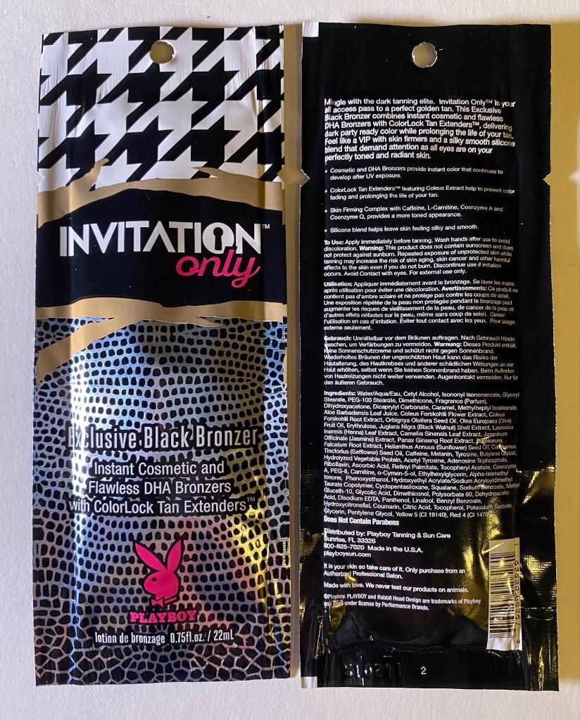 Playboy Invitation Only Black Bronzer Tanning Lotion Packets - All Variants