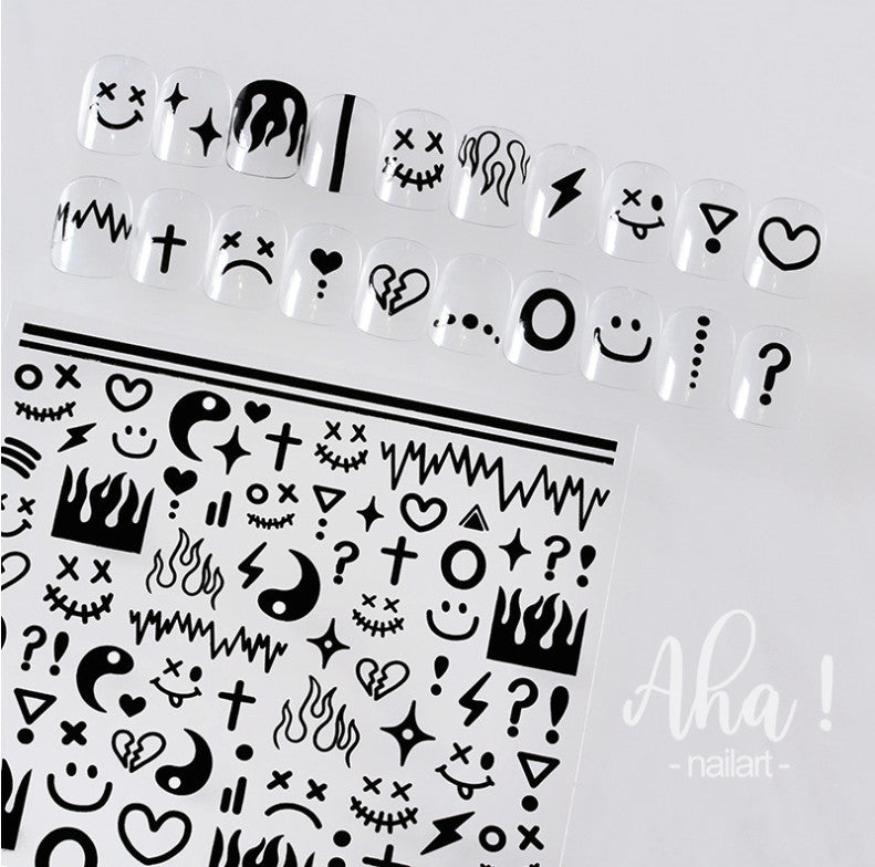 Flame Heart Love Star Sticker Sheet for Nail Art and Crafts - Multiple Colors