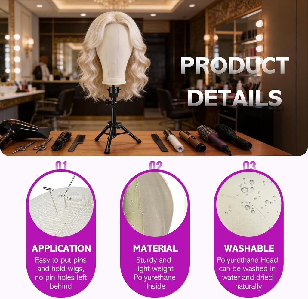 Wig Stand Mannequin Head with Tripod for Wig Styling and Display