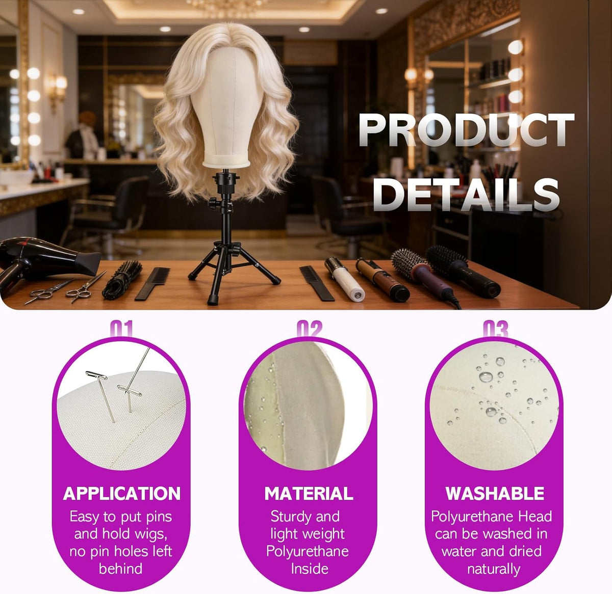 Wig Stand Mannequin Head with Tripod for Wig Styling and Display