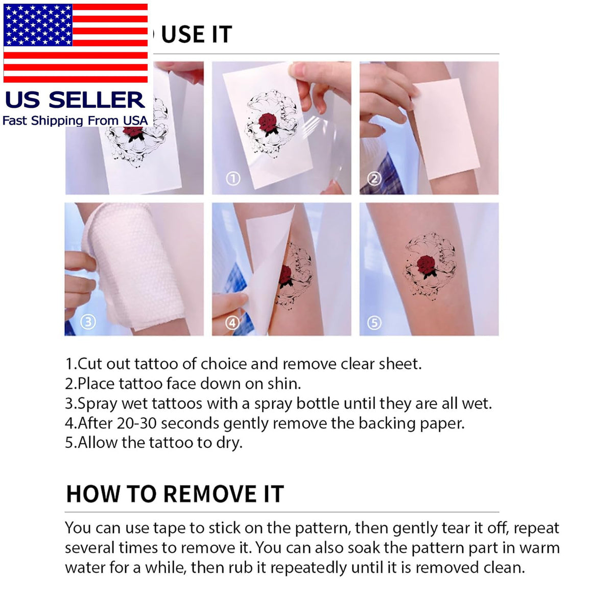 Temporary Tattoos for Women & Teens – 12 Sheet Long-Strip Branch Flower Leaves