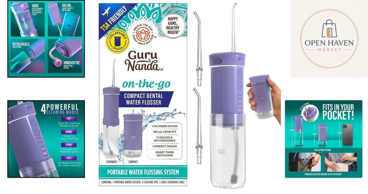 Portable Cordless Water Flosser with Smart Timer & Detachable Tank Lavender