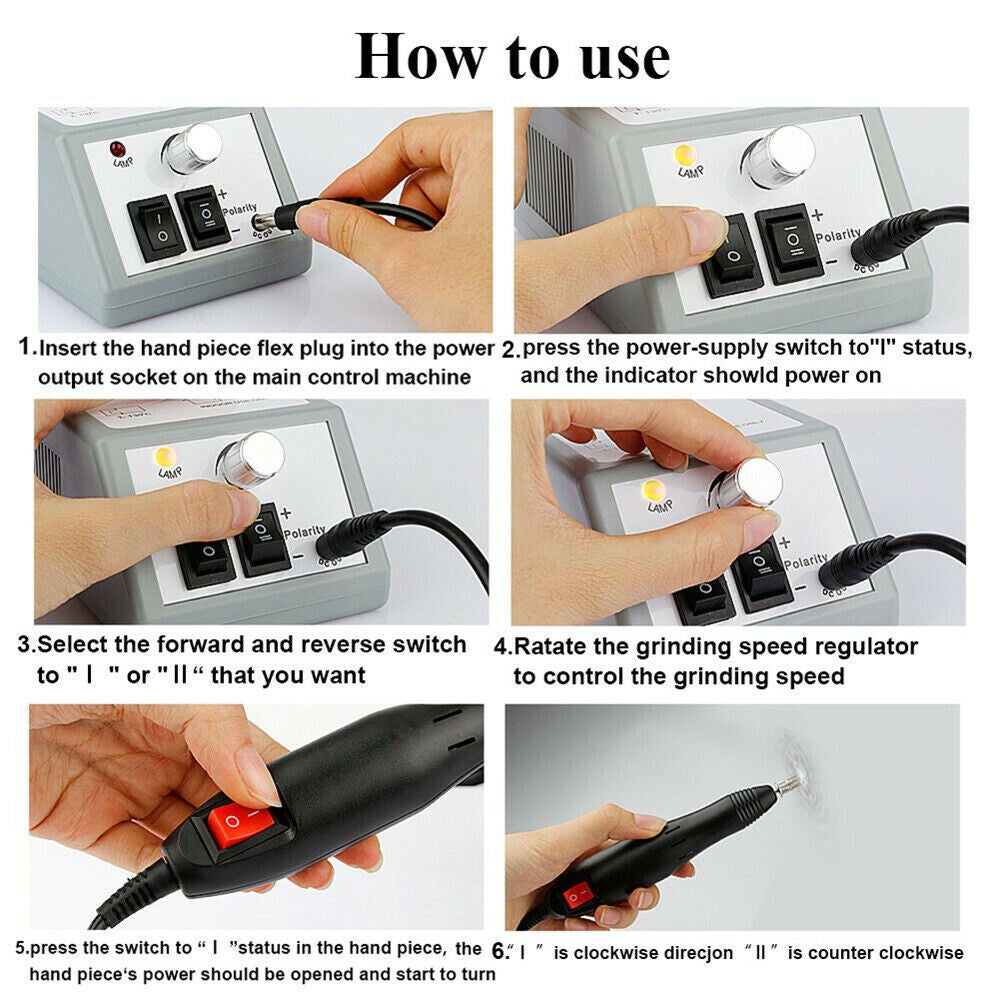Electric Nail Drill Machine for Manicure Pedicure 30,000 RPM Spa & Home Use