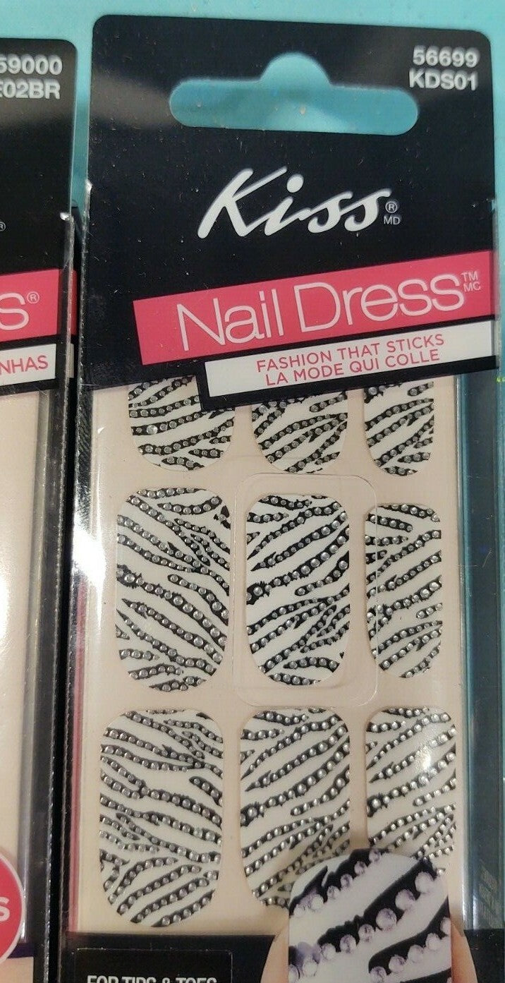 36 Pack Nail Wraps Polish Strips Garter Zebra Design for Nails
