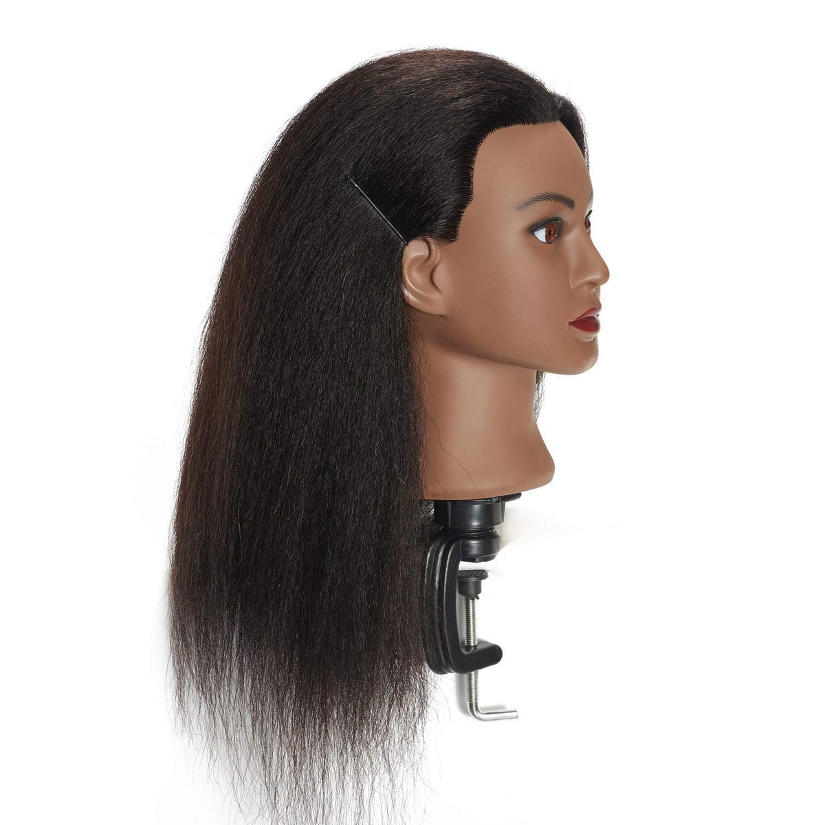 Mannequin Head with 16-Inch Real Hair for Hair Styling & Cosmetology Practice