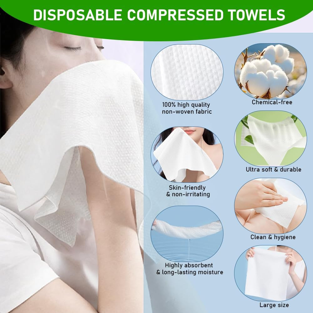 Disposable Compressed Face Towels for Hot Towel Warmer - 60 Pcs
