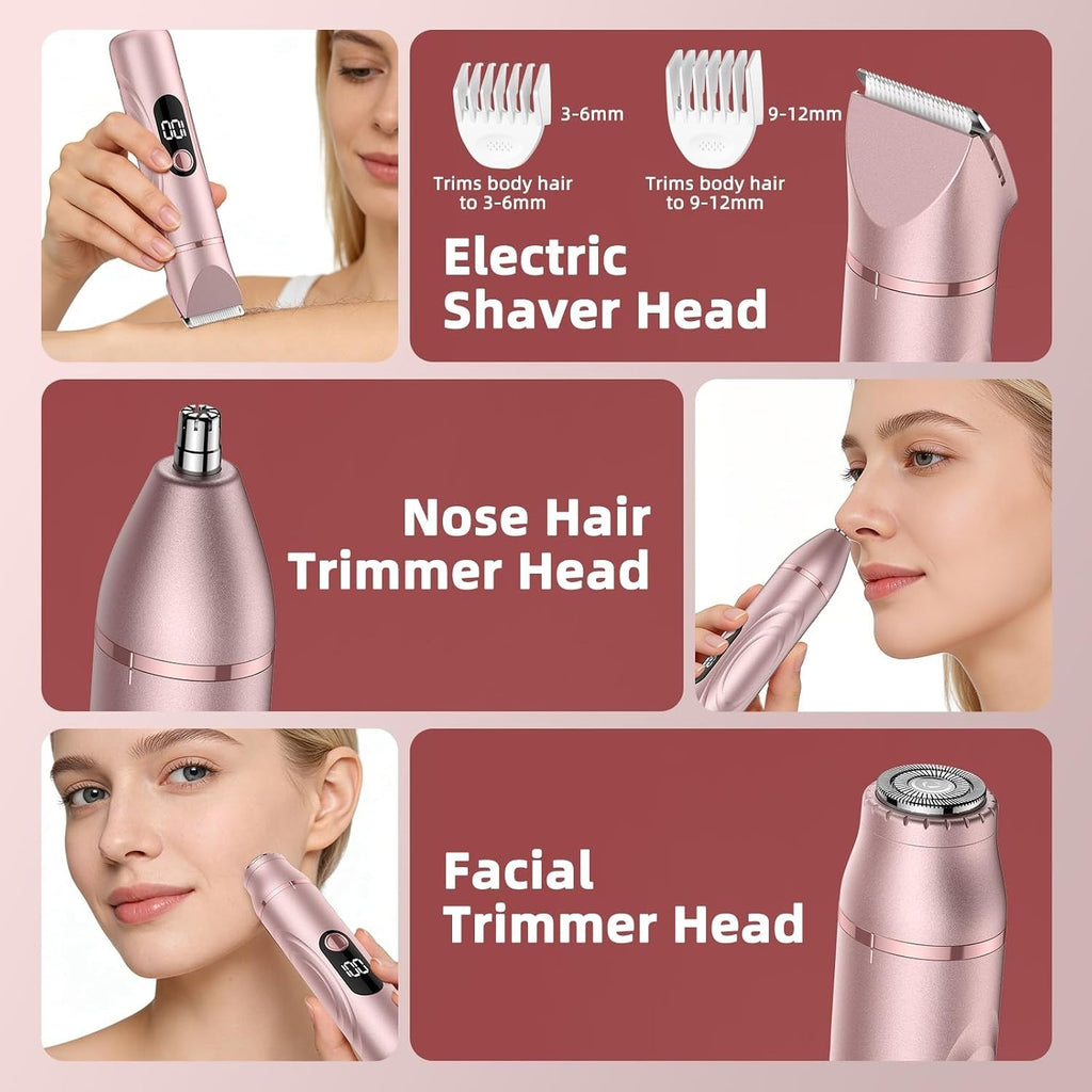 Women's 3-in-1 Rose Gold Bikini Trimmer & Facial Hair Remover