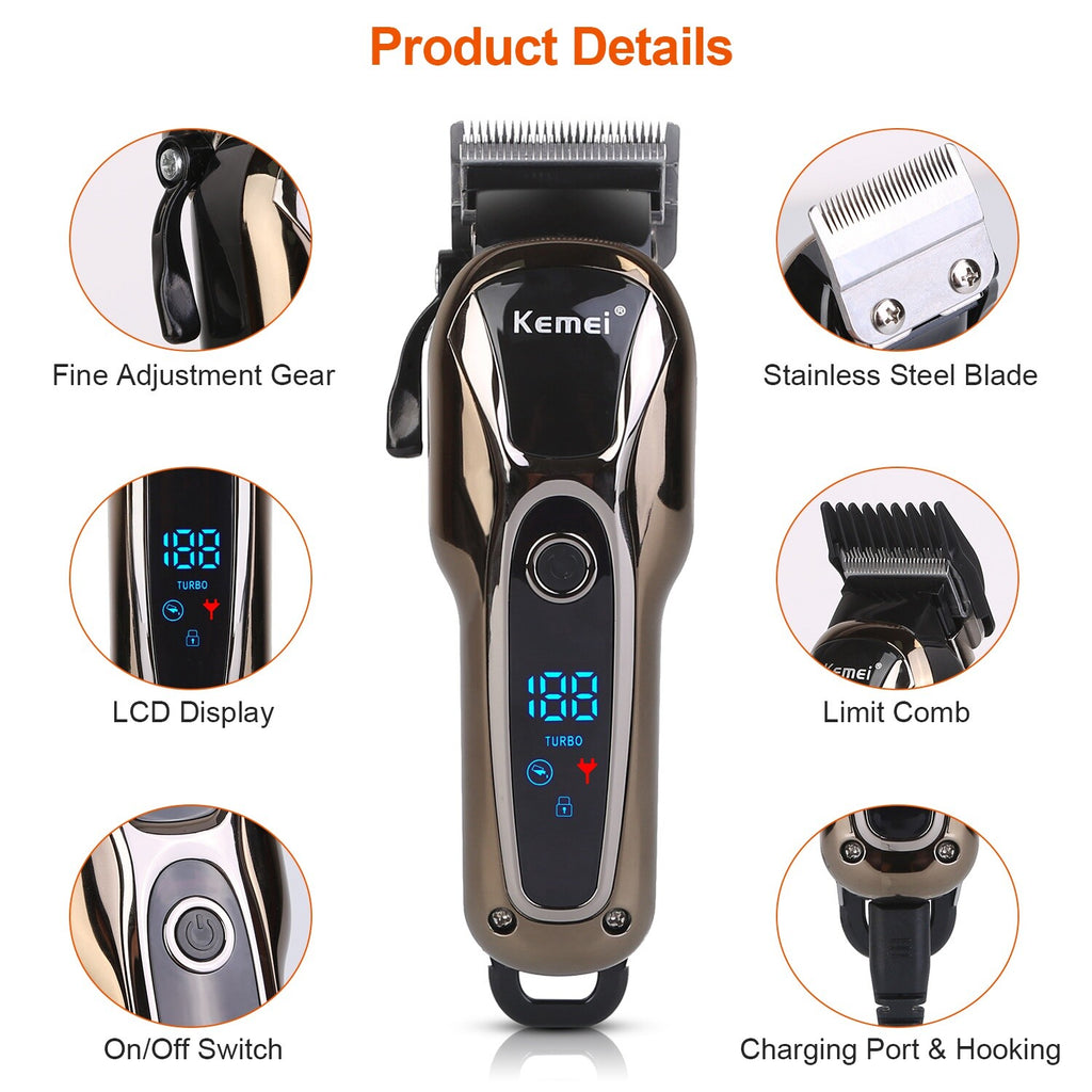 Professional Cordless Hair Clippers Trimmer Kit for Men & Barber Salon Use