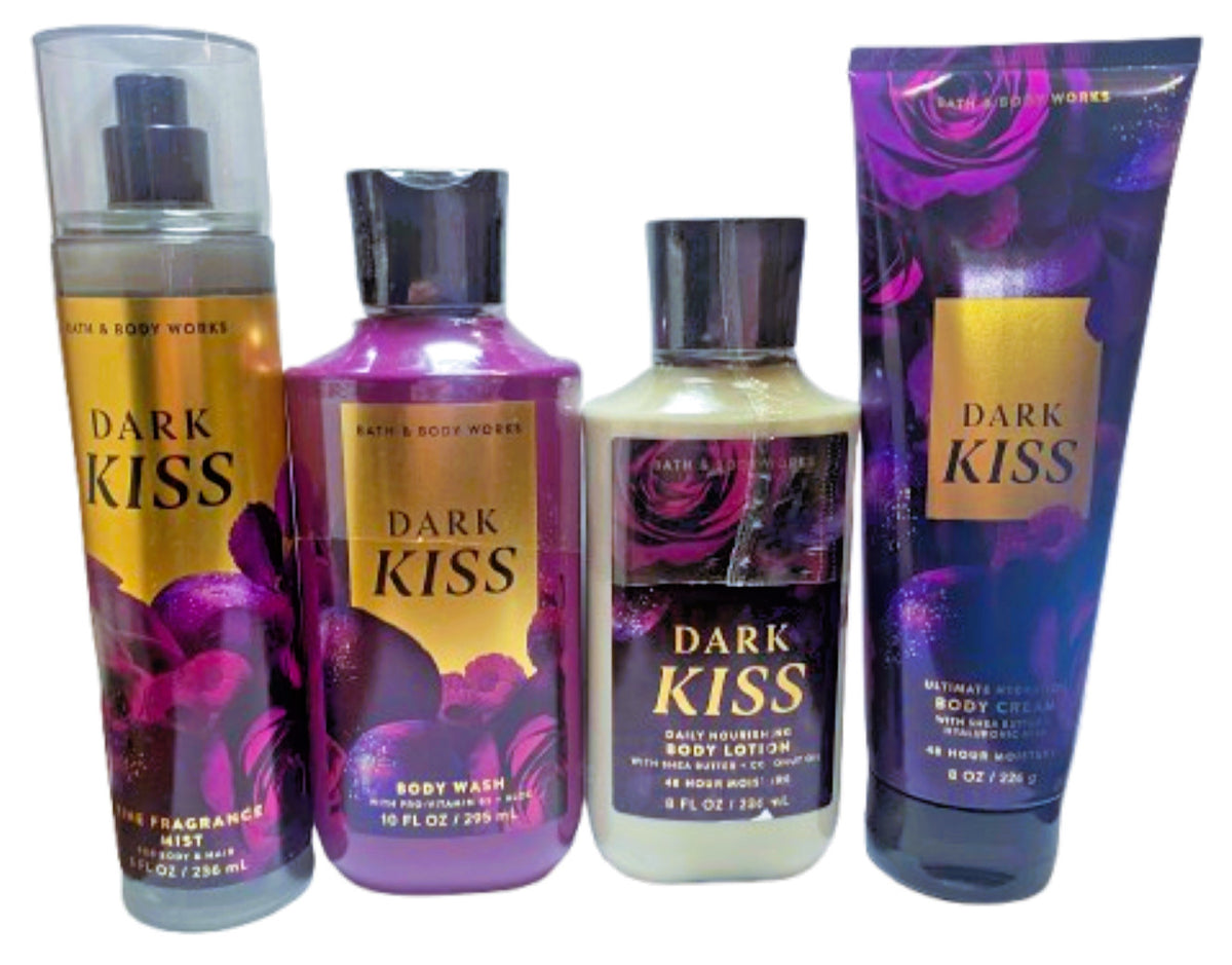 Bath & Body Works Dark Kiss 4-Piece Fragrance Gift Set Mist Wash Lotion