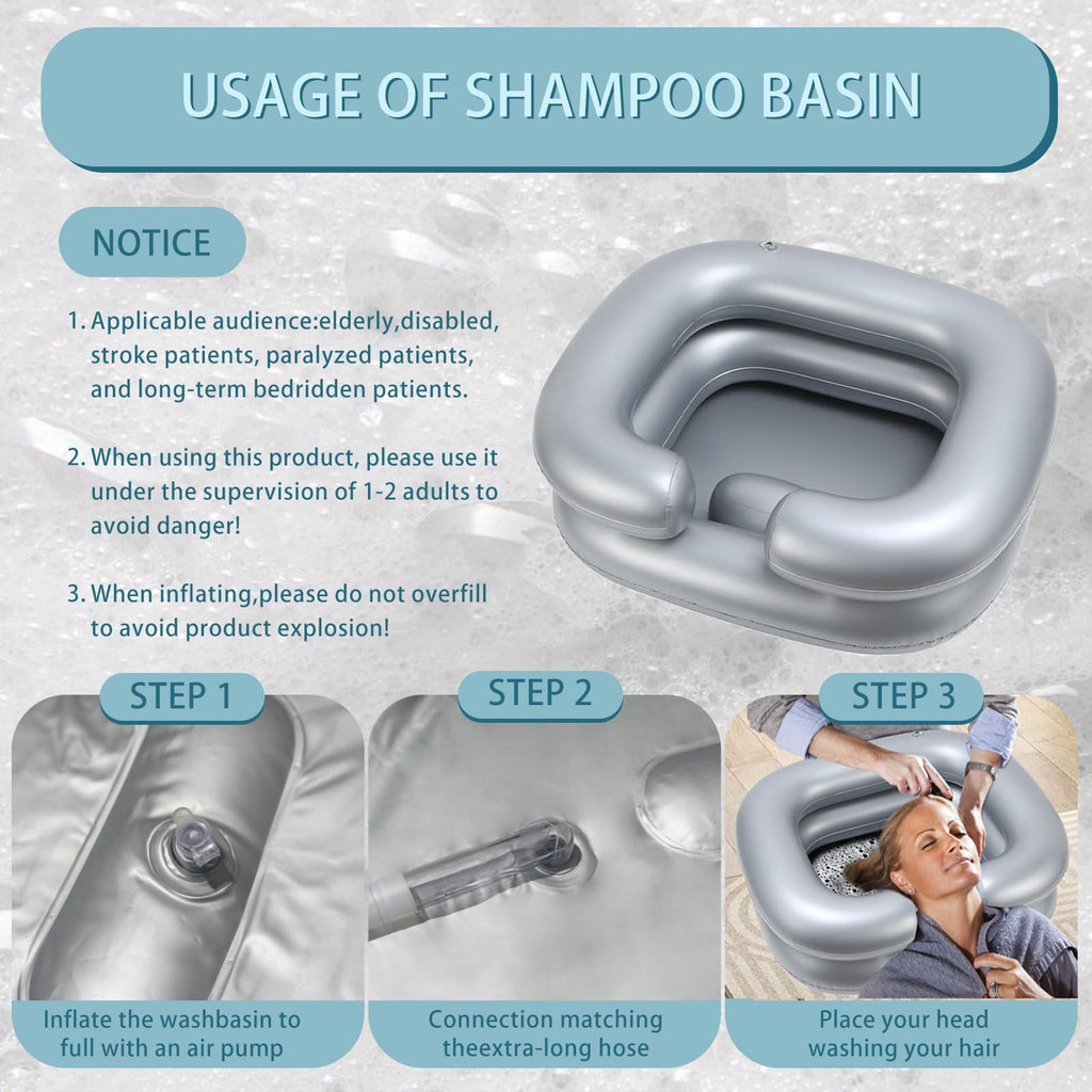 Inflatable Hair Wash Basin for Bedridden & Elderly Care, Portable Shampoo Bowl