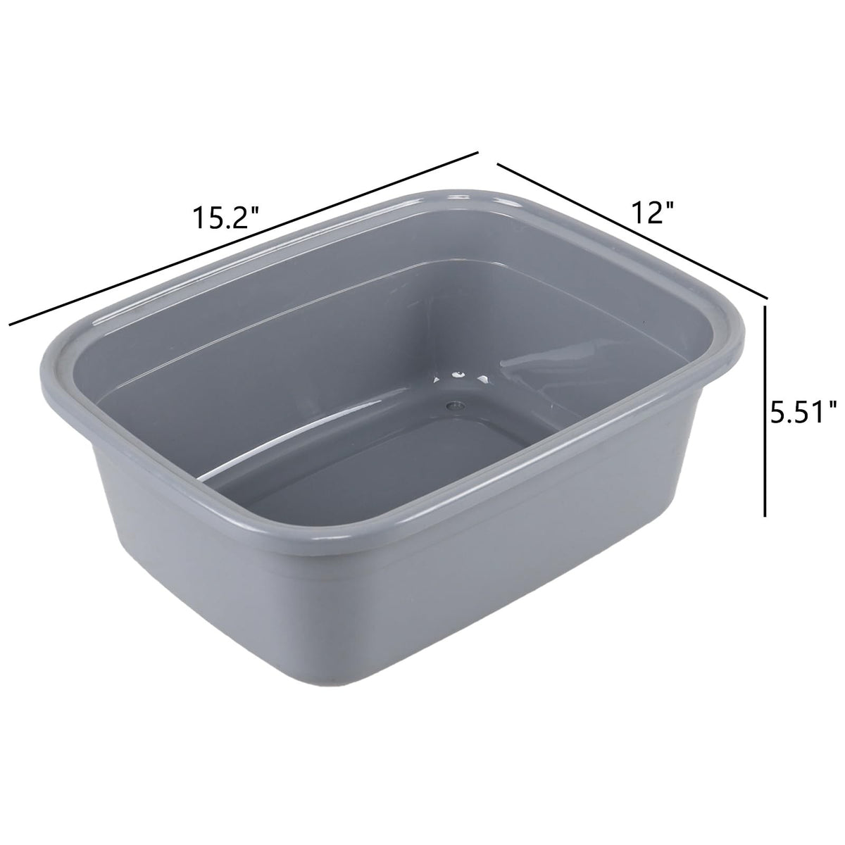 14 Quart Rectangular Plastic Wash Basins Set of 3 - Grey Kitchen & Laundry