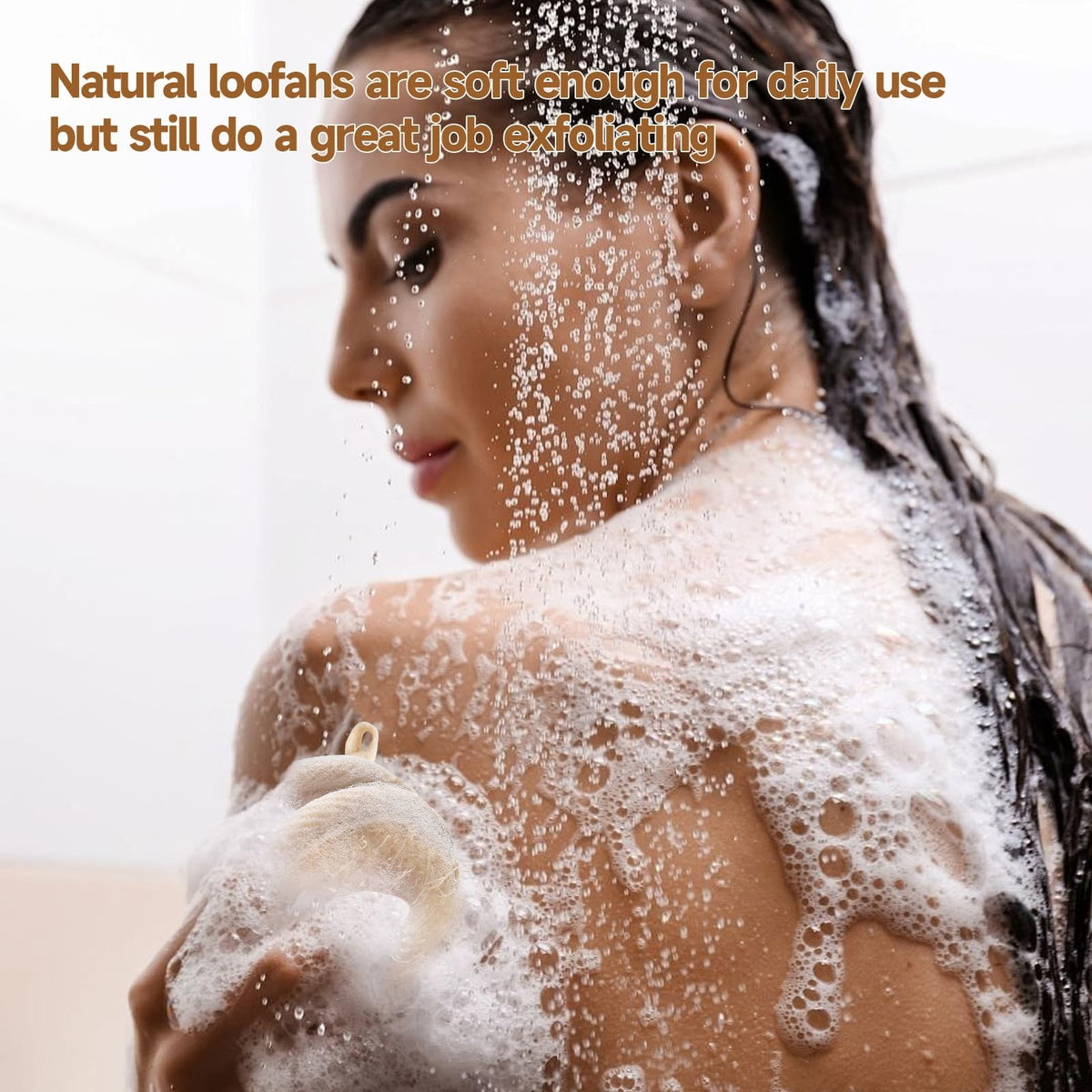 Natural Loofah Exfoliating Body Scrubber 3 Pack - Reusable & Gentle