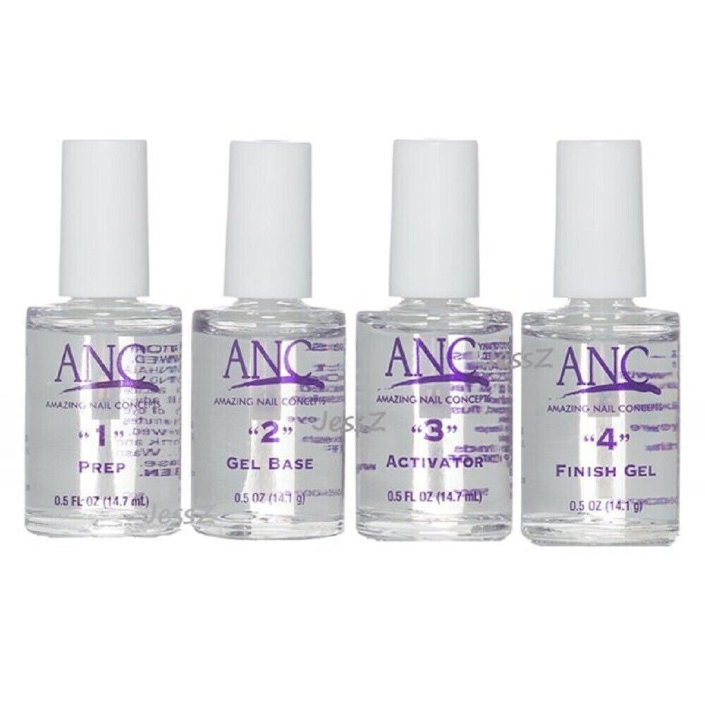 Nail Dip Powder Liquid System 4 Bottles 0.5oz - Nail Care & Prep Set