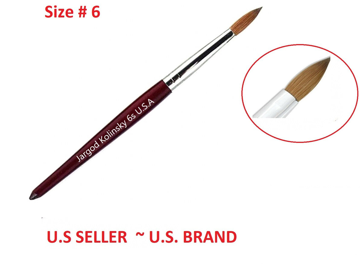 Pure Kolinsky Acrylic Nail Brush Size 6 - Small Round 3D Nail Art Tool