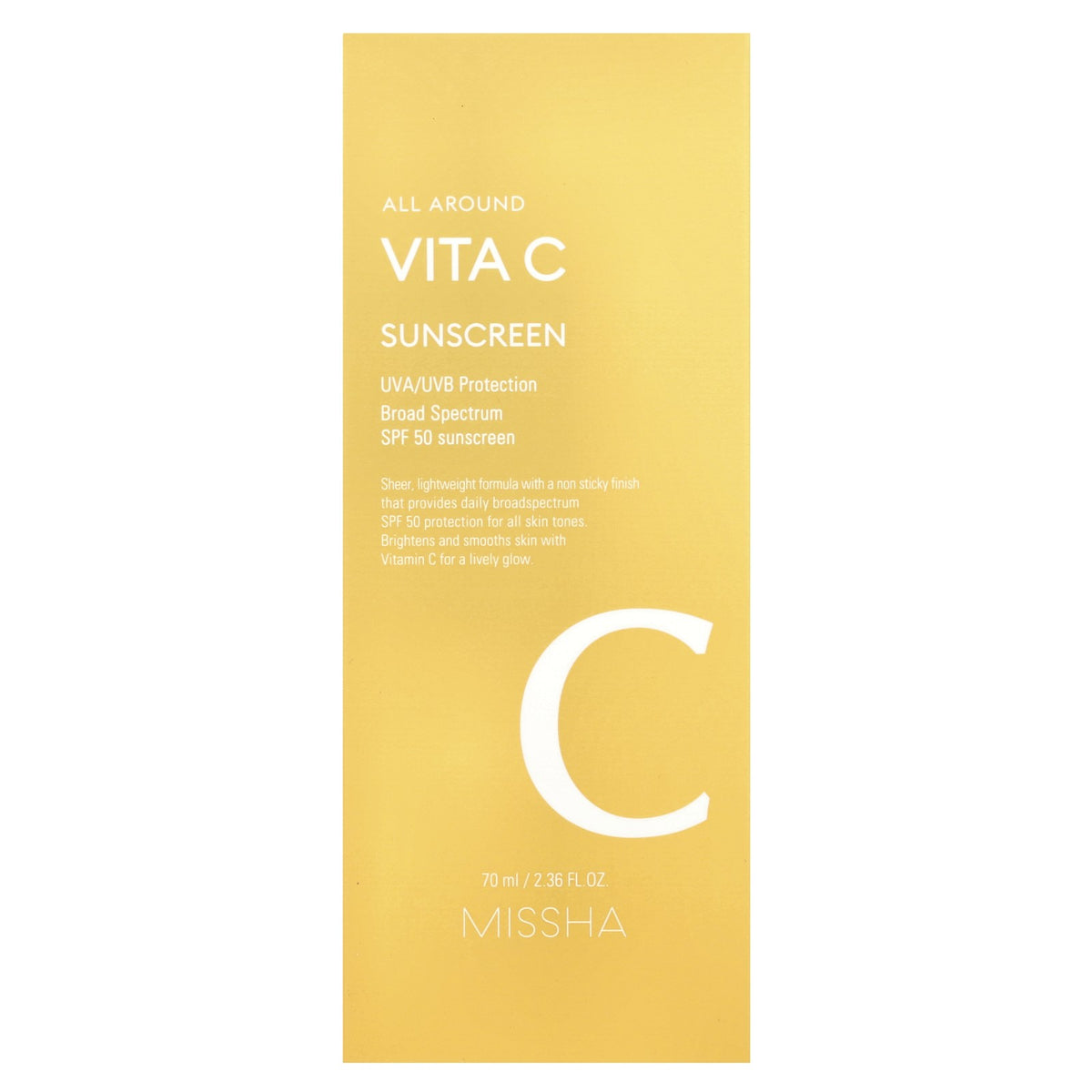 SPF 50 Sunscreen with Vitamin C - Broad Spectrum, Lightweight & Non-Sticky - 2.36 fl oz