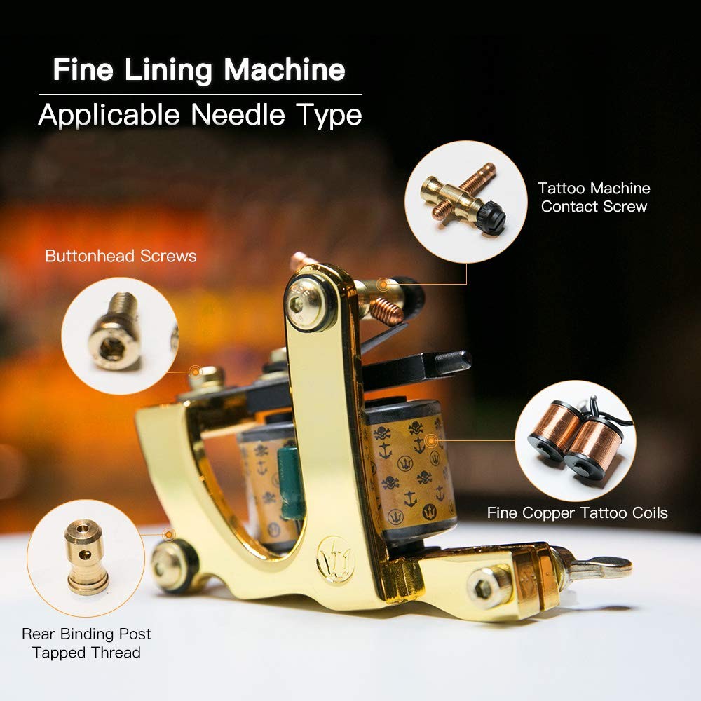 Dragonhawk Complete Tattoo Kit for Beginners Pro Coils & Case - Includes Practice Skin
