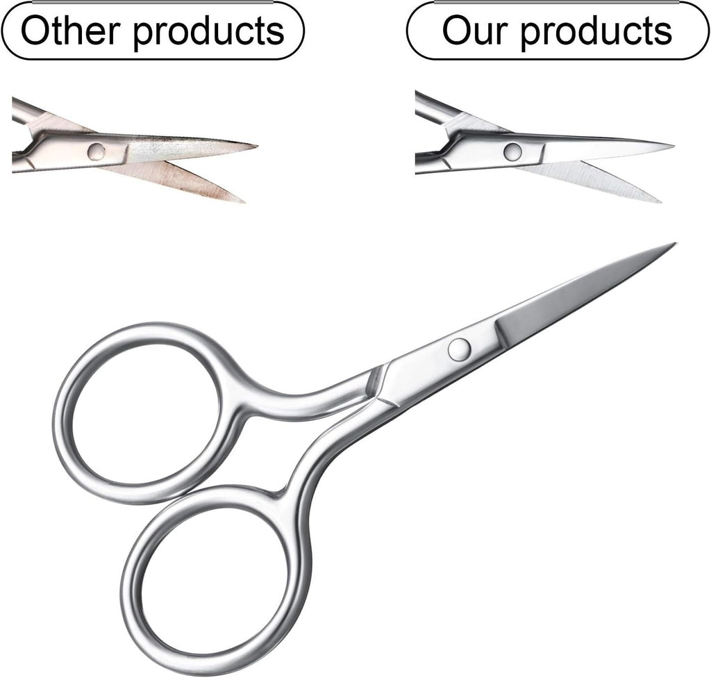 3 Pack Stainless Steel Eyebrow and Nose Hair Scissors with Straight Tips
