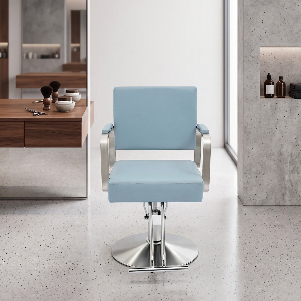 Hydraulic Barber Chair with 360° Swivel & Adjustable Height for Salon