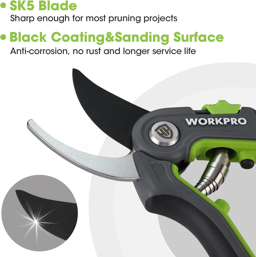 8-Inch Garden Pruning Shears with SK5 Steel Blades & Ergonomic Handles