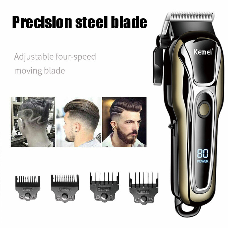 Men's Electric Hair Trimmer Razor Cordless Grooming Kit with LED Display