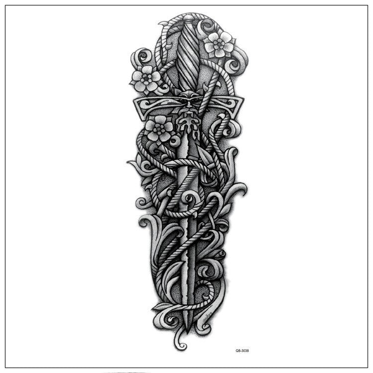 Large Temporary Body Art Arm Tattoo Sleeve 5Pcs Waterproof, 48x17 cm
