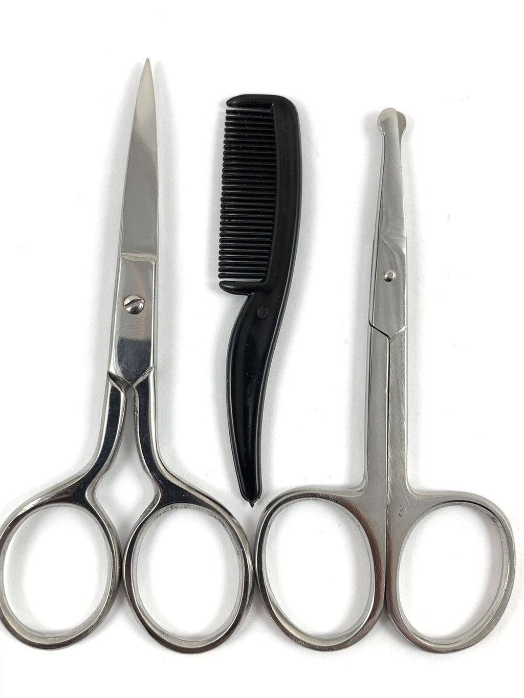 Men's Beard & Nose Hair Grooming Travel Set with Scissors Comb & Bag