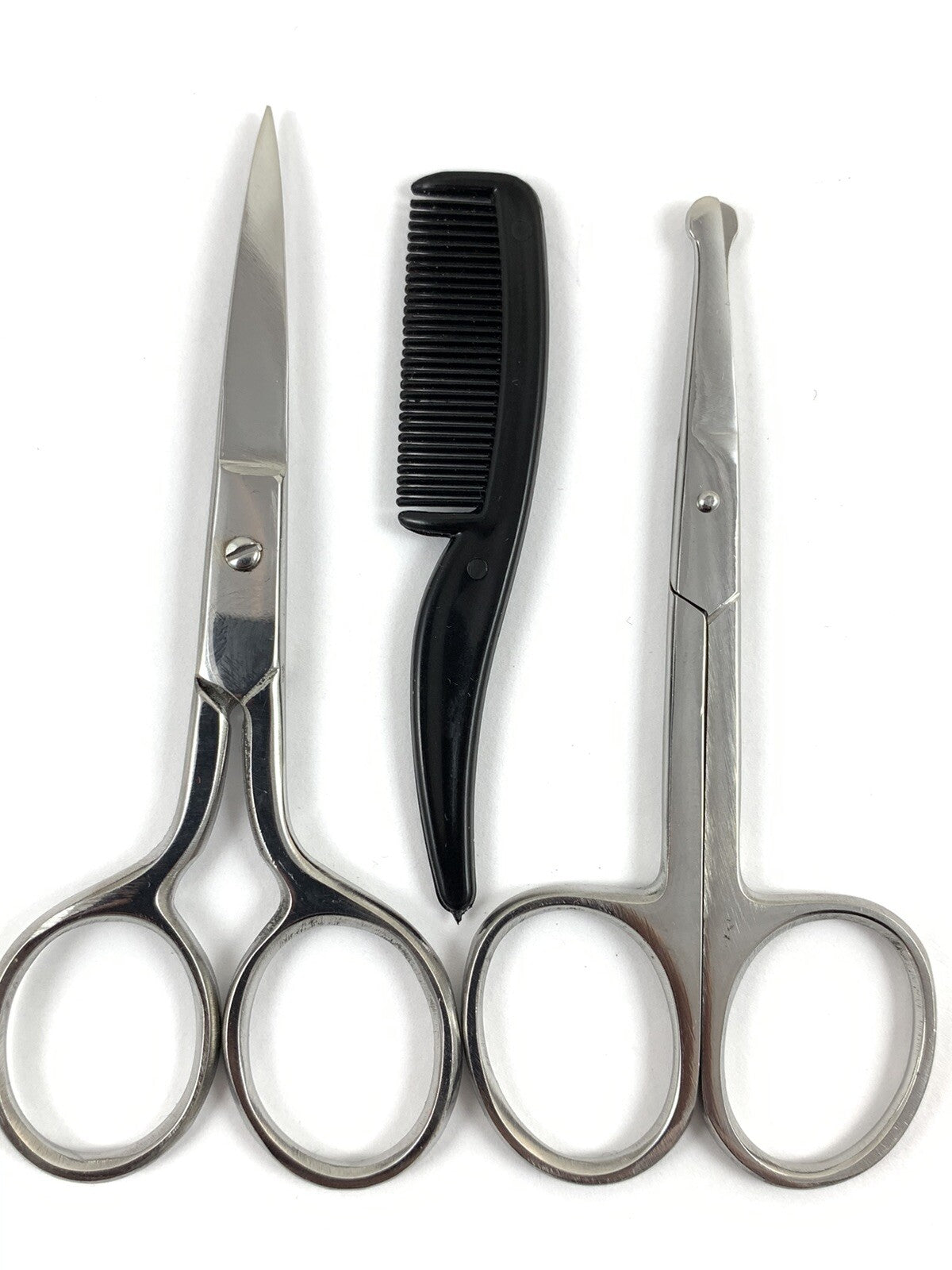 Men's Beard & Nose Hair Grooming Travel Set with Scissors Comb & Bag