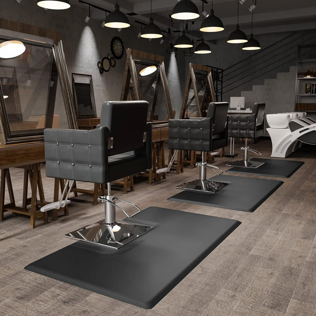 Anti-Fatigue Salon Floor Mat 3x5 Feet with Square Cutout, 3/4 Inch Thick