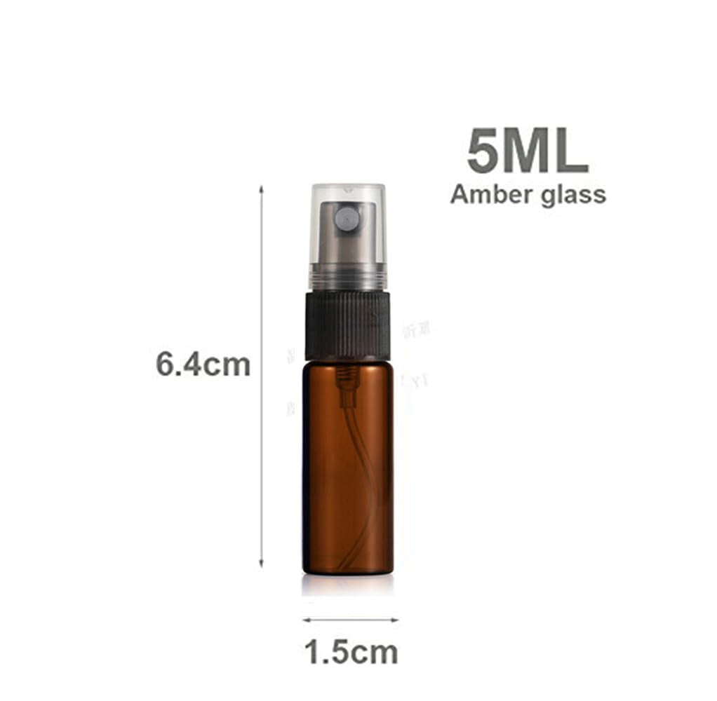 Refillable 5ml Amber Glass Spray Bottles - 20 Pack for Perfumes & Oils
