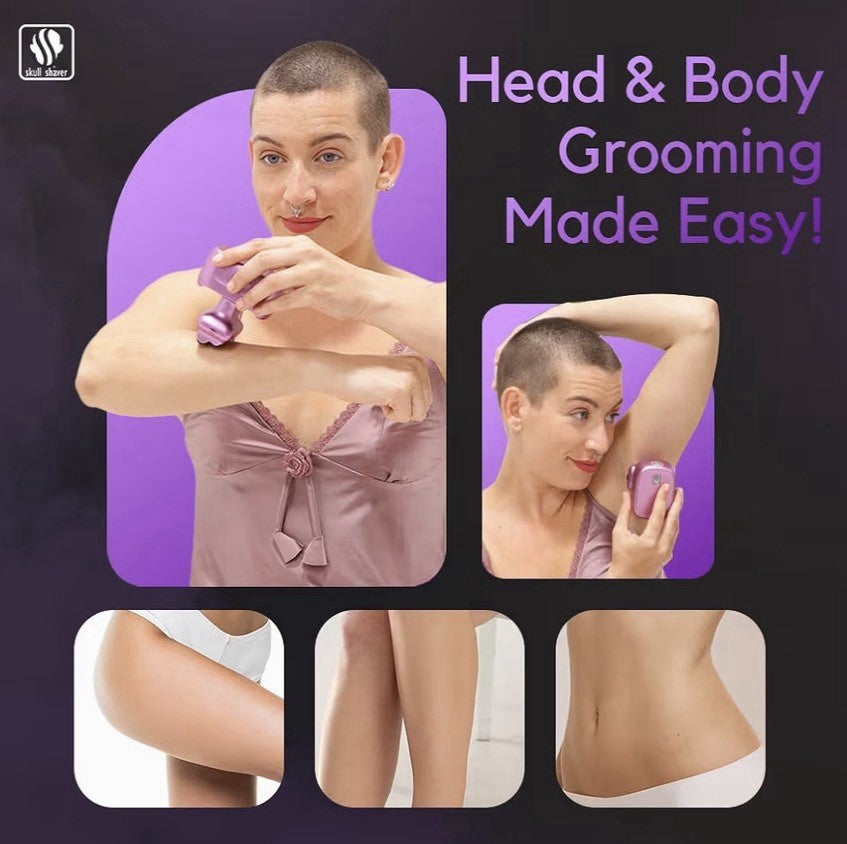 Cordless Wet Dry Rechargeable Women's Skull Shaver for Face & Body - Purple