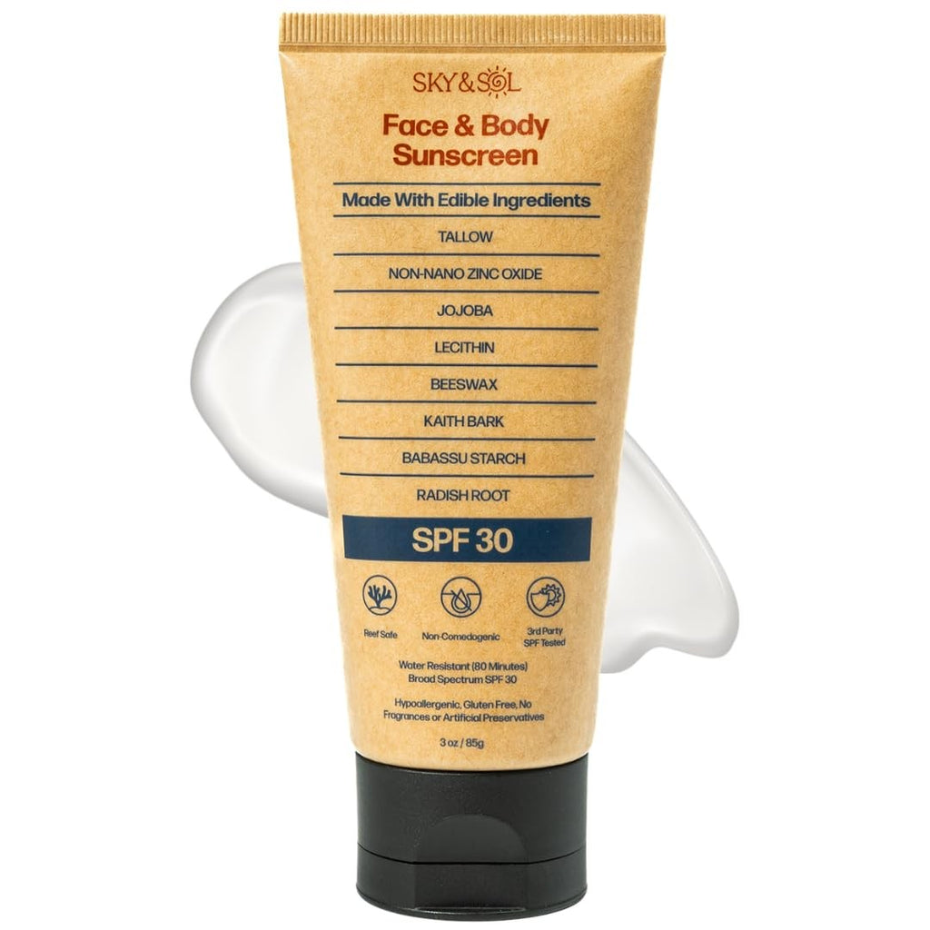 Mineral Sunscreen SPF 30 with Zinc & Tallow - Reef Safe, Fragrance-Free