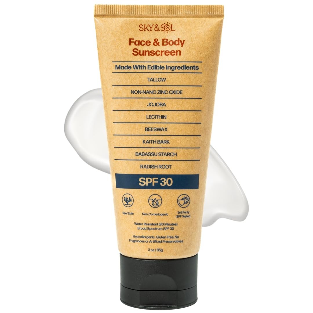 Mineral Sunscreen SPF 30 with Zinc & Tallow - Reef Safe, Fragrance-Free