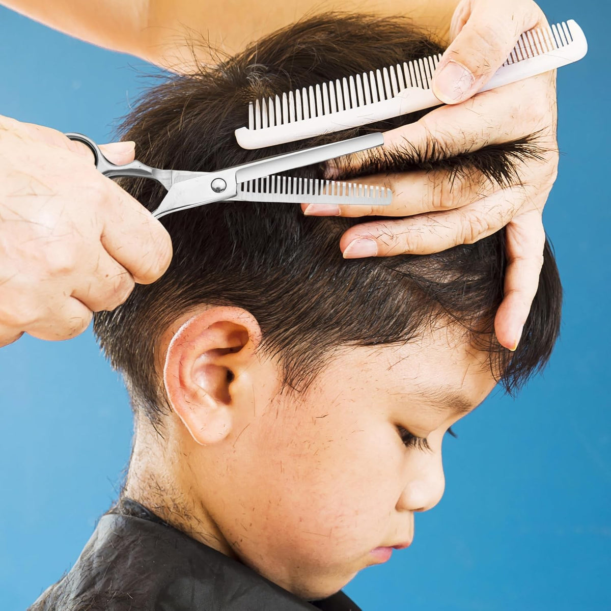 Kids Haircutting Kit with Stainless Steel Scissors & Accessories for Home Use