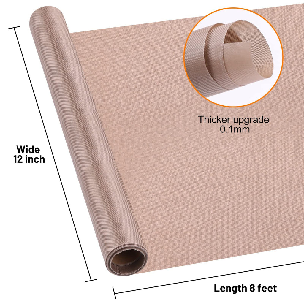 Heat Press Teflon Sheets 12" x 8ft Non-Stick PTFE Reusable Cover for HTV