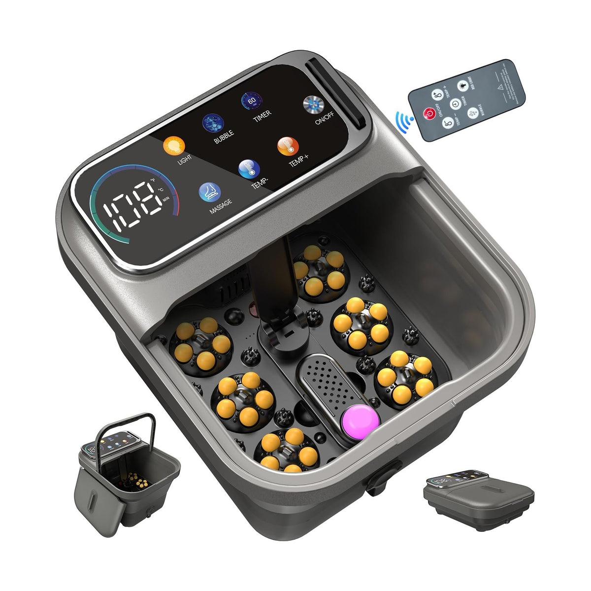 Collapsible Foot Spa Bath with Heat Massage and Shiatsu Therapy