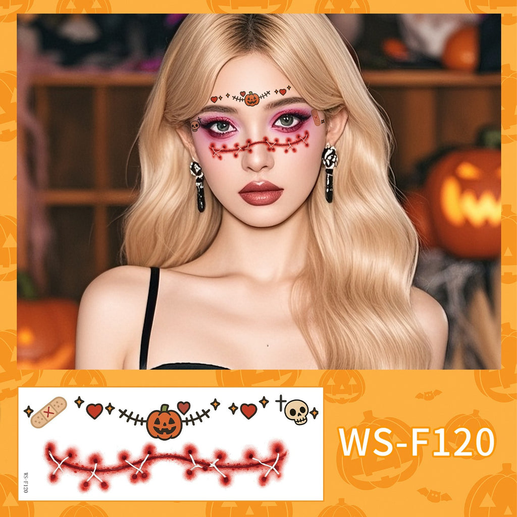10 Pack Halloween Face Glitter Freckles Temporary Tattoos