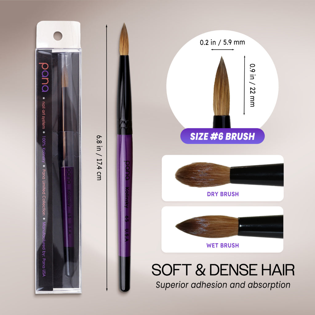 Professional Kolinsky Acrylic Nail Brush Round Size 6-22 - High-Quality Nail Art Tool