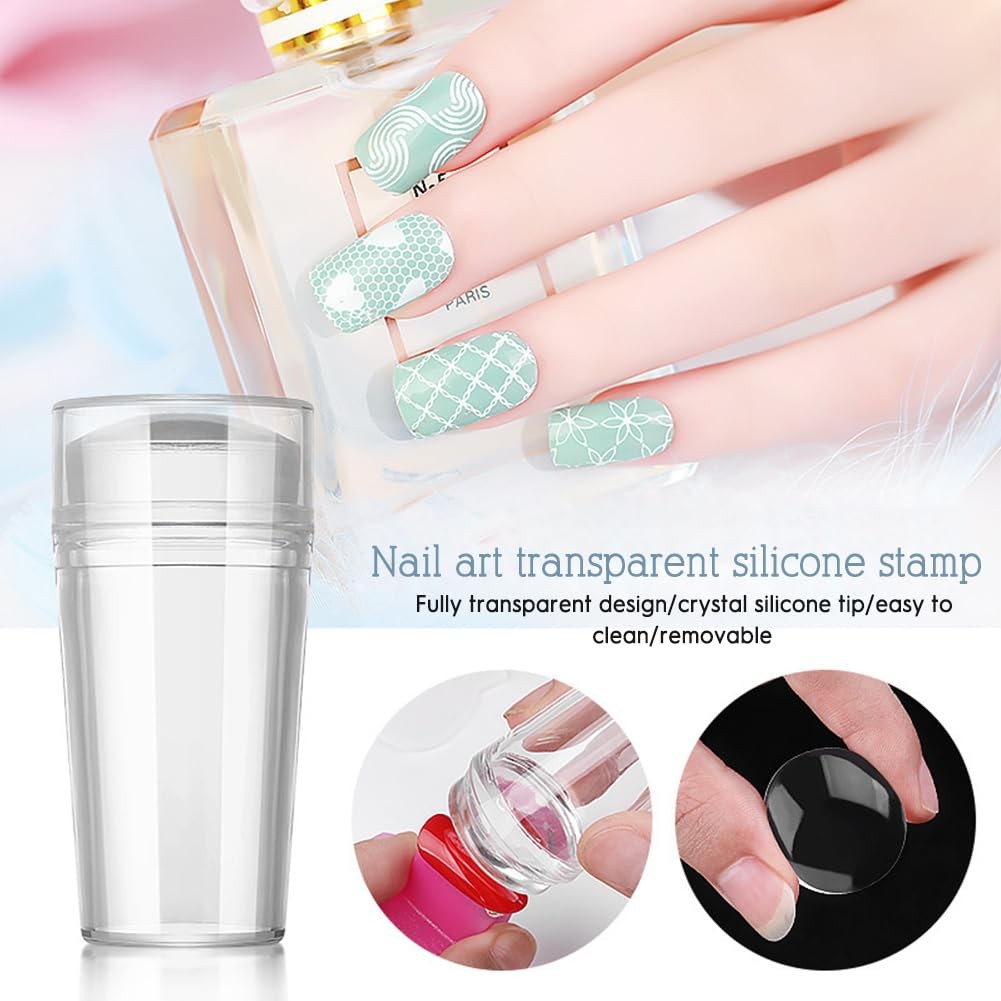 Silicone Nail Stamping Plate Set with Scraper for French Nail Art DIY