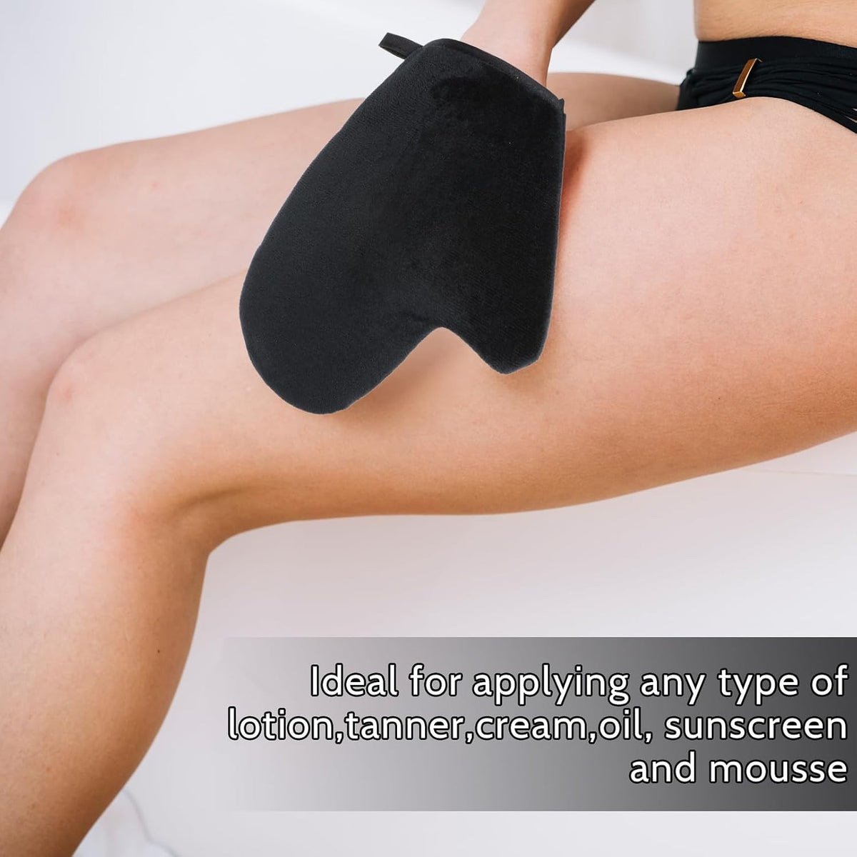 Self Tanning Mitt Set with Back Applicator Double Sided Velvet Mitts