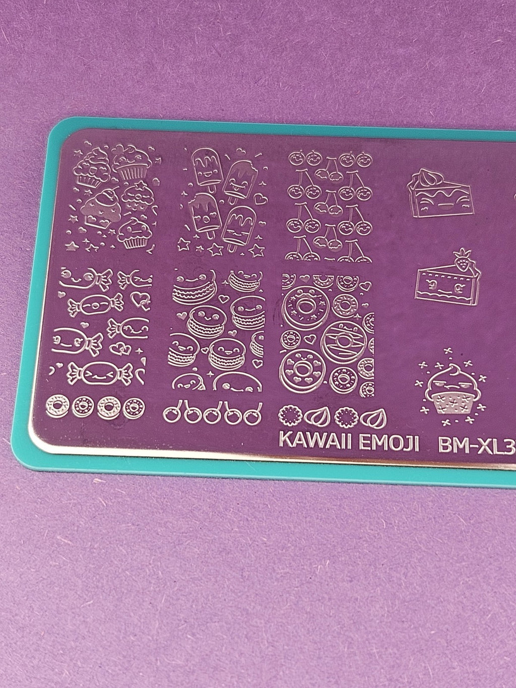 Nail Stamping Plate with Kawaii Emoji Food & Candy Designs for Manicure Art