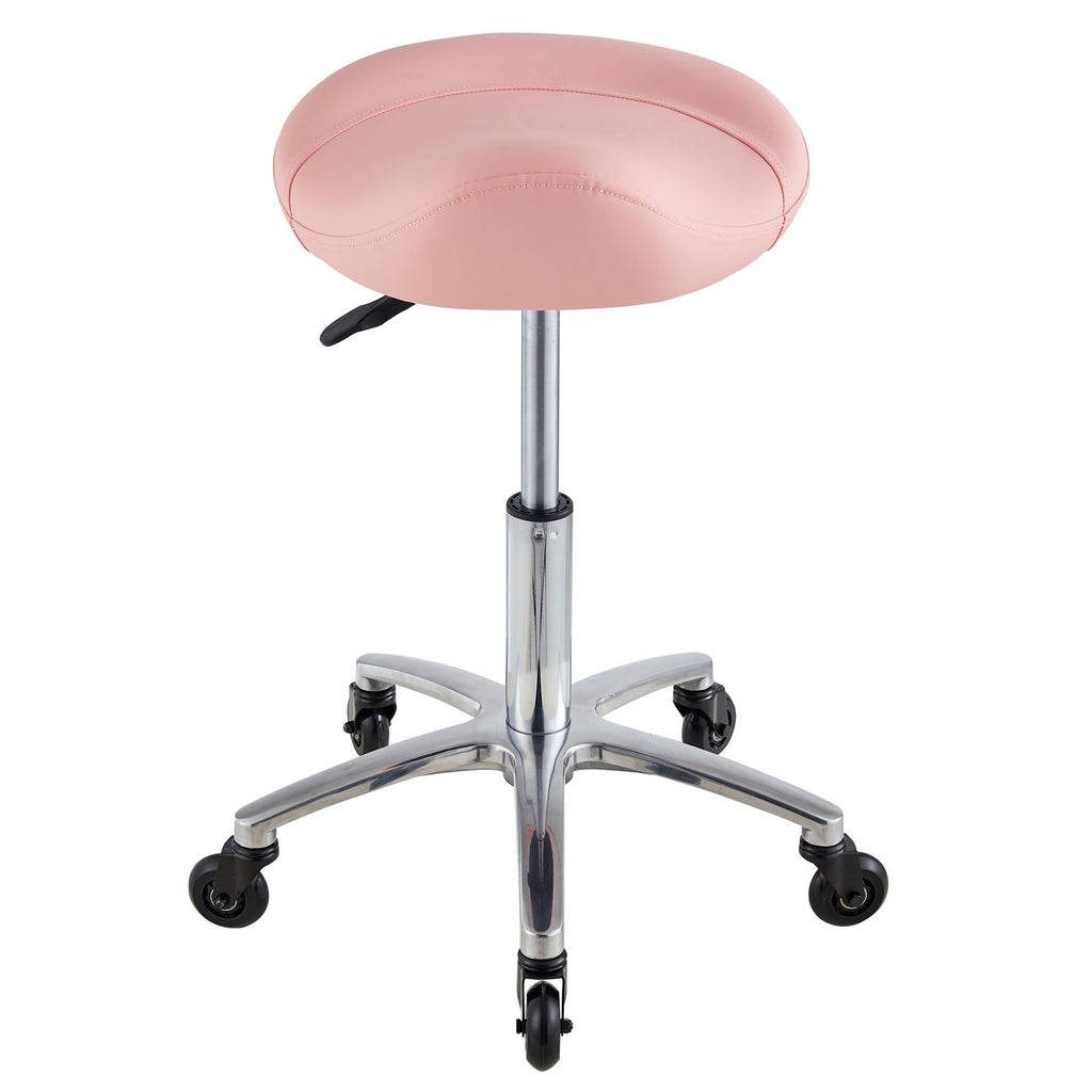 Pink Saddle Salon Stool with Hydraulic Height Adjustment and 360° Swivel