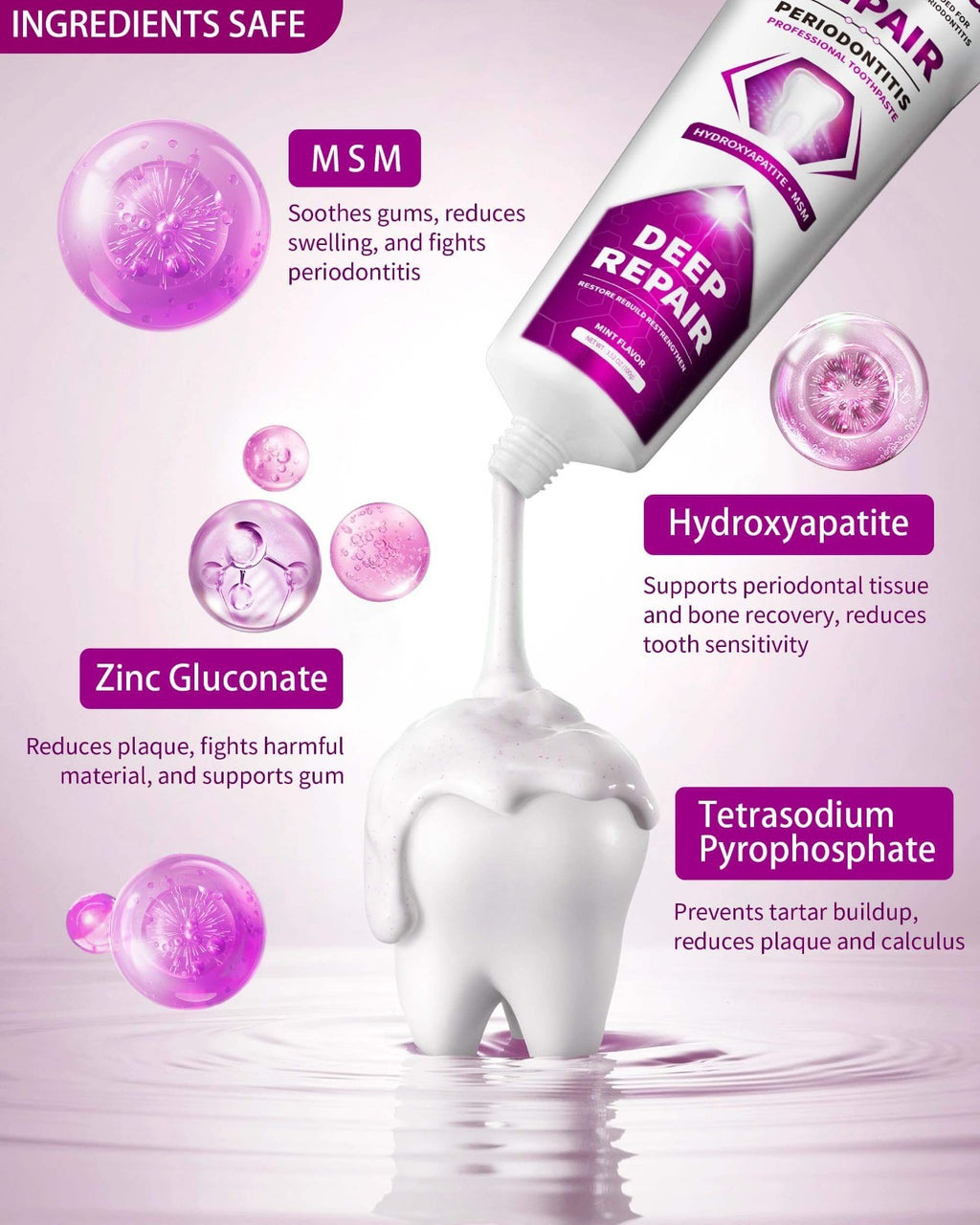 Leovita Gum Repair Toothpaste for Receding Gums & Periodontitis - MSM & Hydroxyapatite