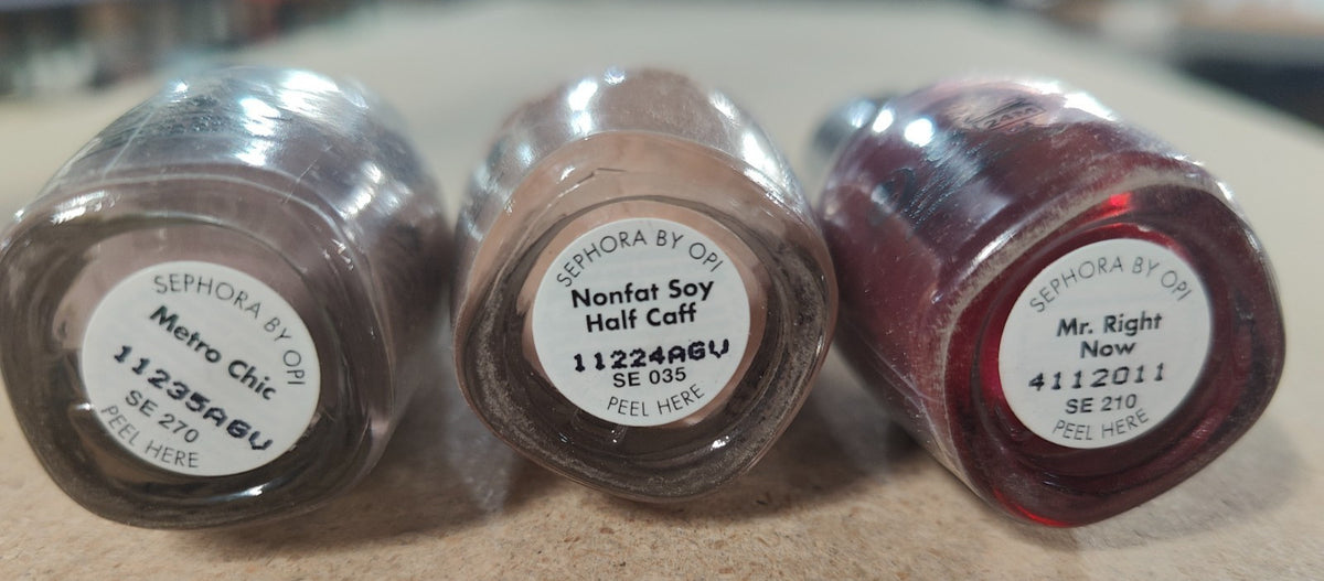 Set of 3 OPI Nail Polishes - Nonfat Soy Half Caff, Mr. Right Now, Metro Chic