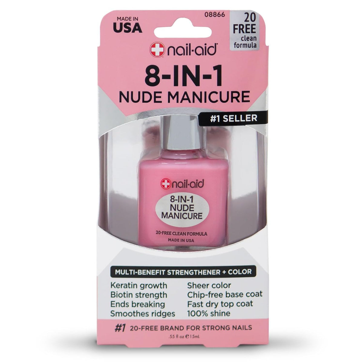 8-in-1 Nail Strengthener & Sheer Nude Top Coat for Healthy Nails