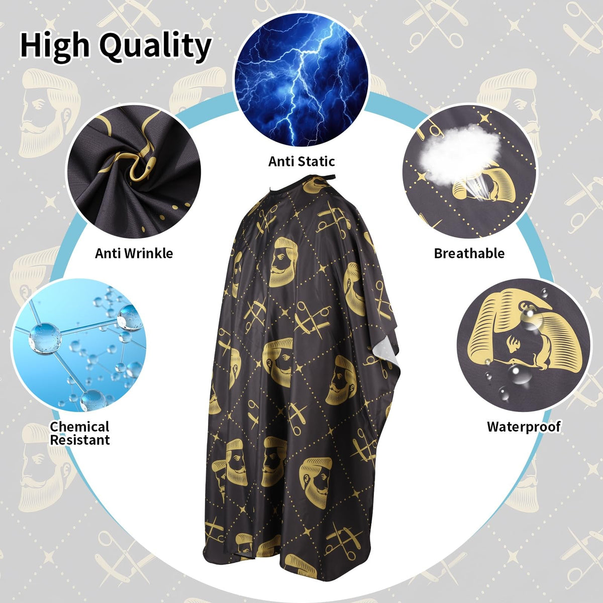 Professional Hair Cutting Cape with Neck Brush - Salon & Barber Kit