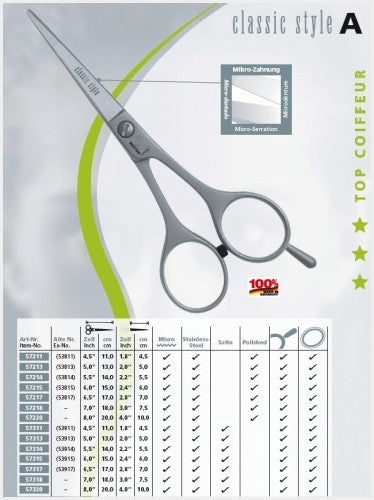 Professional Hairdressing Scissors 6.5 Inch Polished Stainless Steel Micro-Serrated Shears