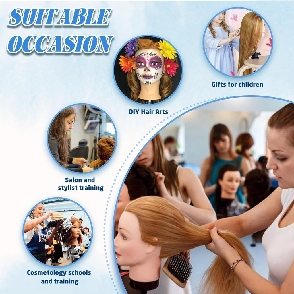 Mannequin Head for Hair Styling Practice Human Hair 26-28 Inches